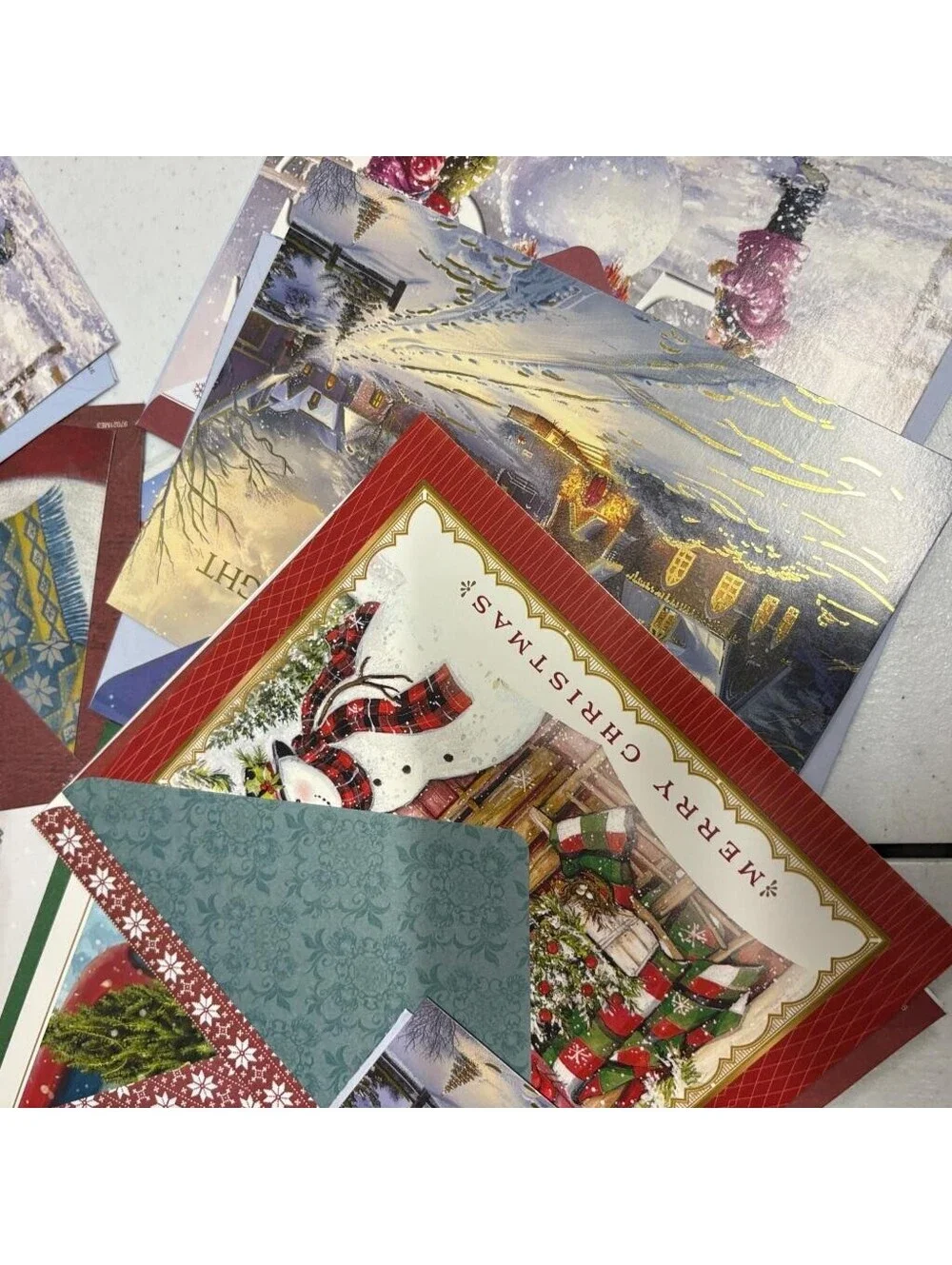 Vintage Christmas Greeting Cards Lot Mixed Assortment Holiday Winter Scenes